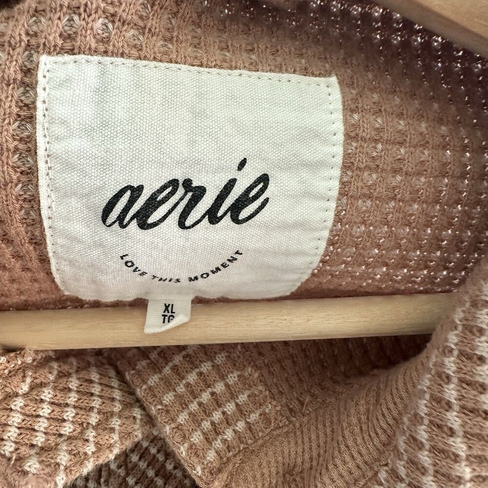 Aerie LumberJane Waffle Shirt Shacket XL Oversized Button Down Slouchy - Picture 4 of 8
